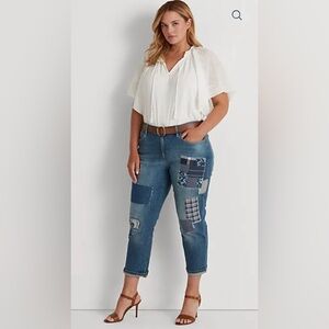 Lauren Ralph Lauren Patchwork Relaxed Tapered Jean Bluestone Wash  6